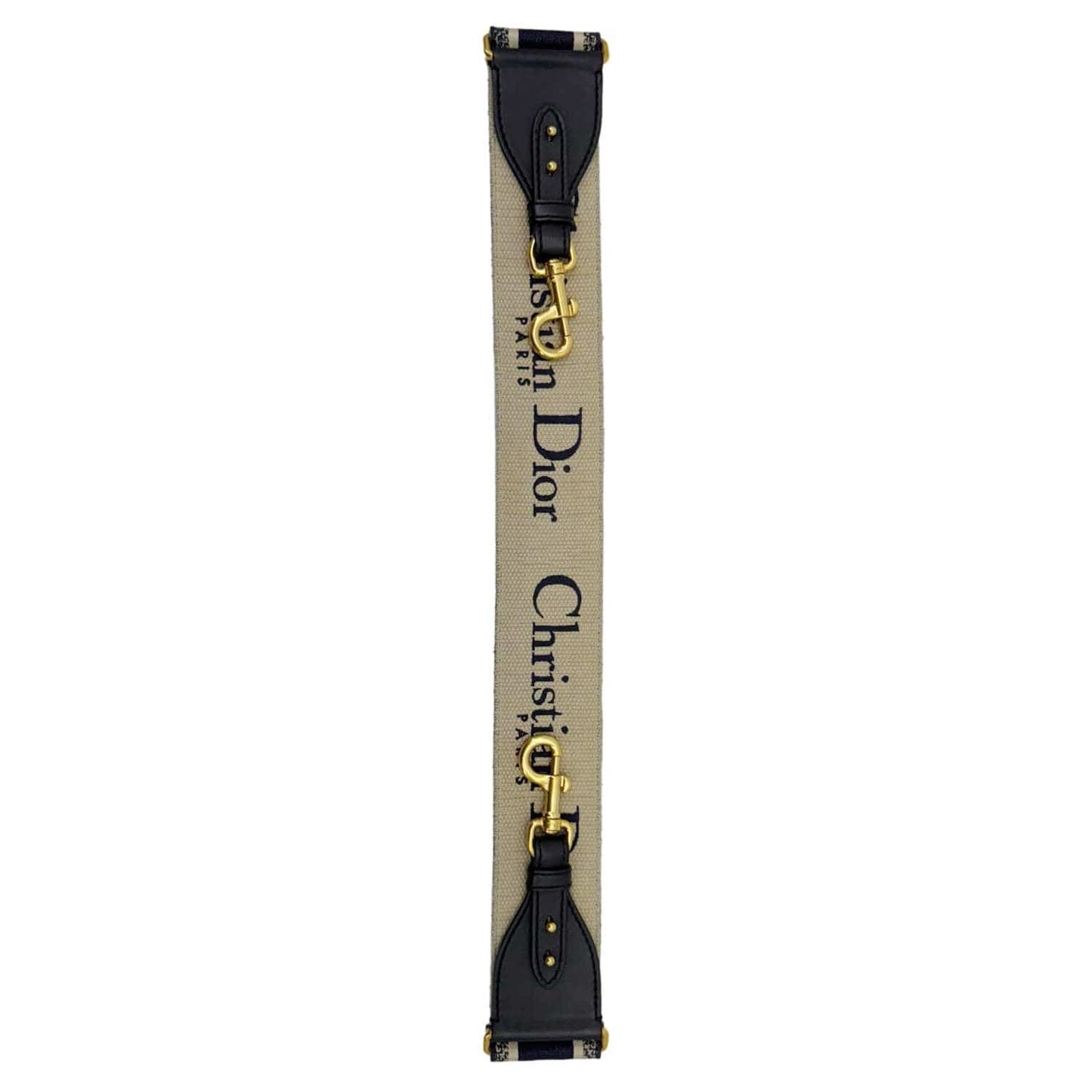 CHRISTIAN DIOR Embroidered Canvas Shoulder Strap Navy Blue