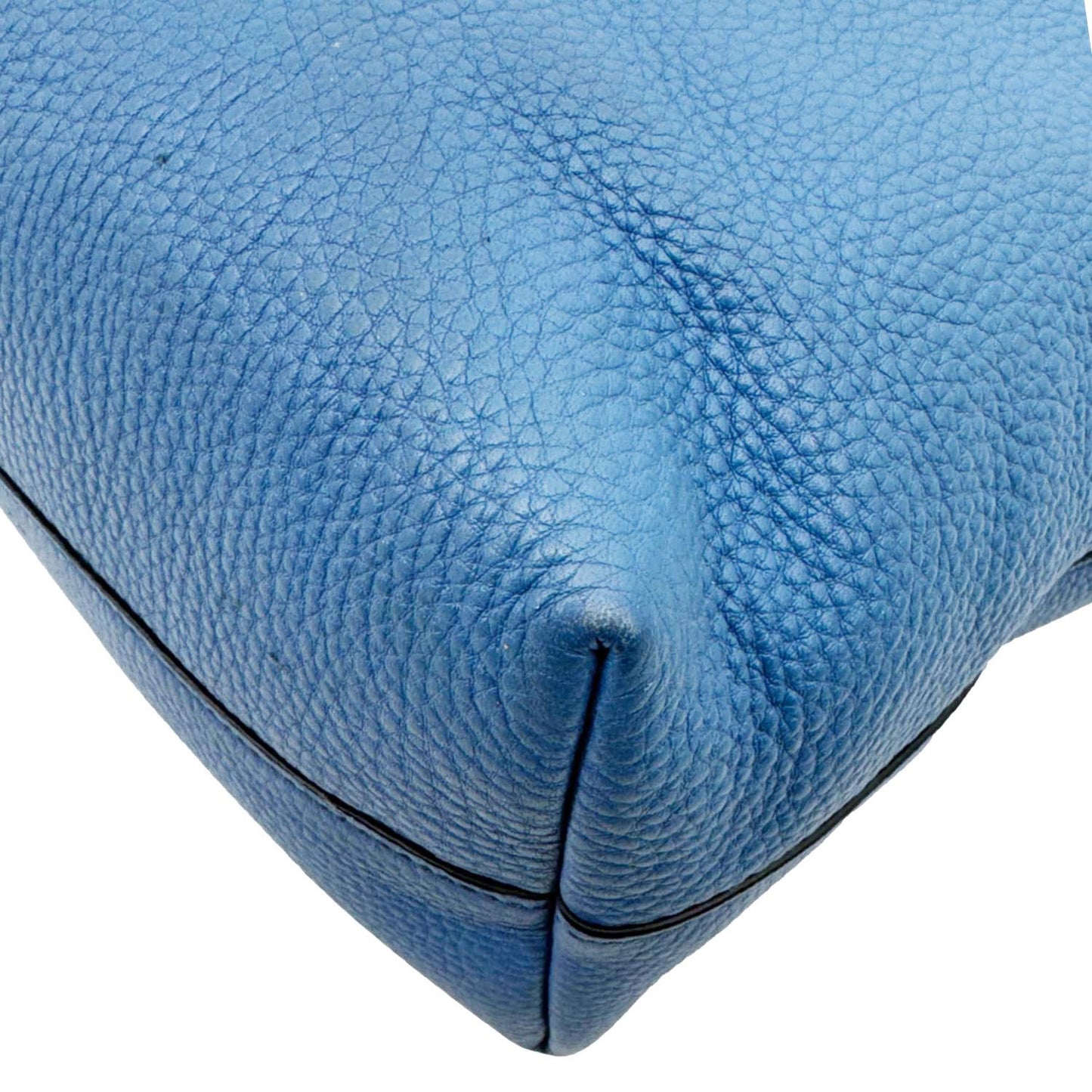 PRADA Vitello Daino Leather Shopping Tote Bag Blue
