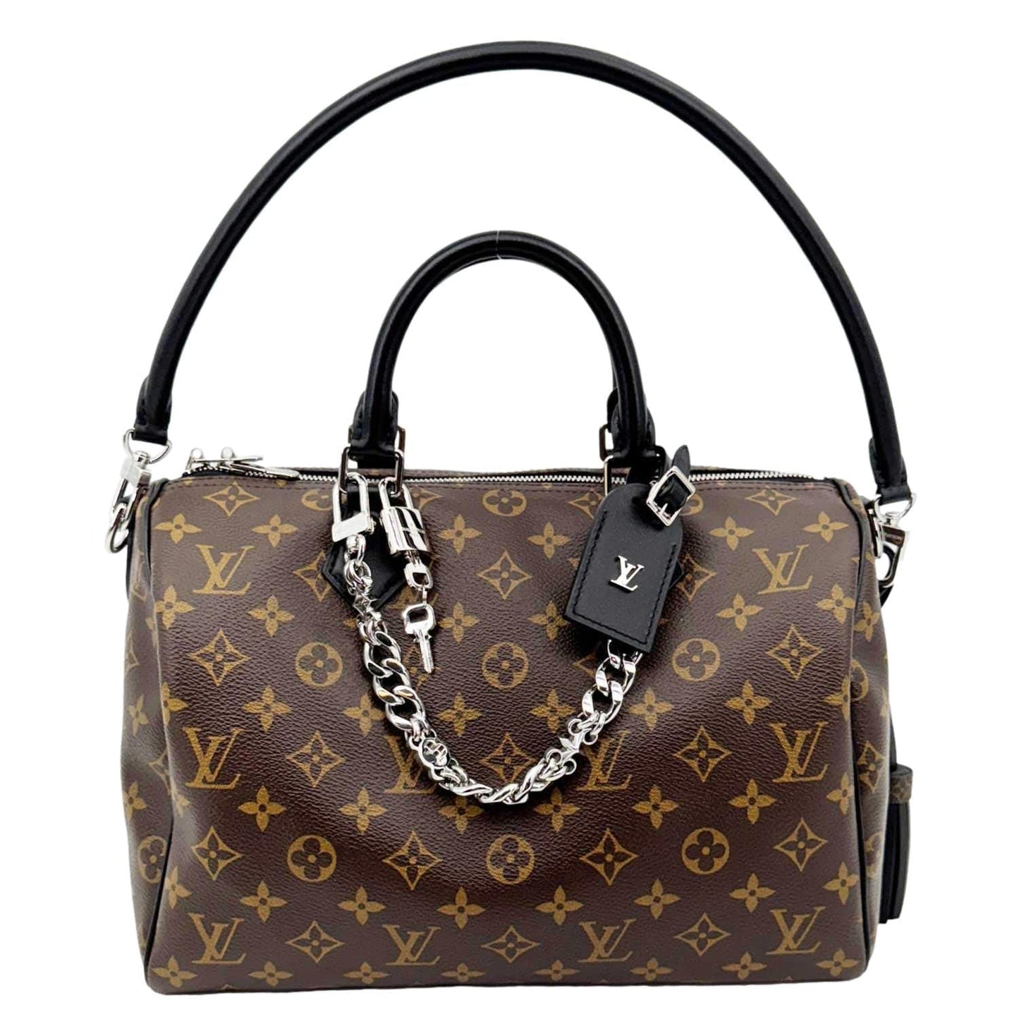 LOUIS VUITTON Speedy Soft 30 Dark Monogram Canvas Shoulder Bag Brown