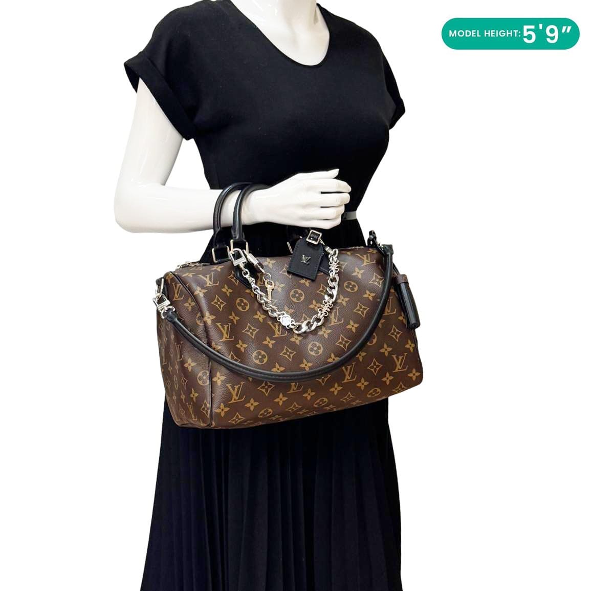LOUIS VUITTON Speedy Soft 30 Dark Monogram Canvas Shoulder Bag Brown