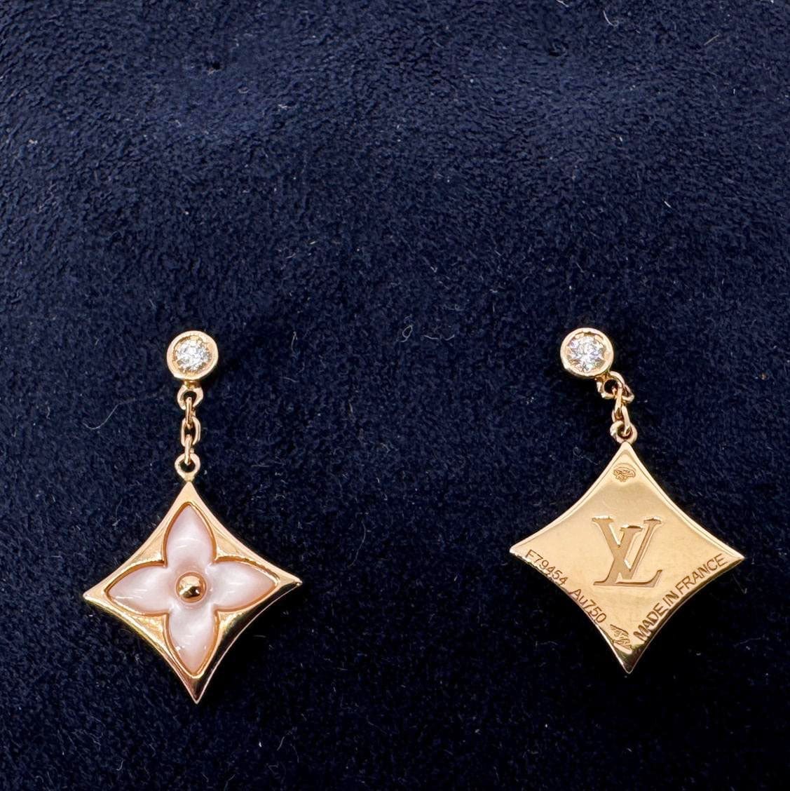 LOUIS VUITTON Color Blossom BB 18 Karat Pink Gold Star Ear Stud Golden