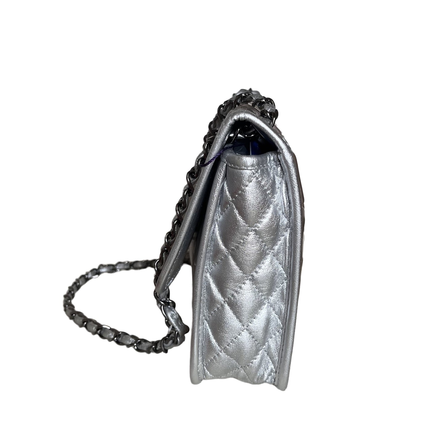 Chanel Ice Cube Chocolate Bar Classic Flap Metallic Silver PVC with Leather