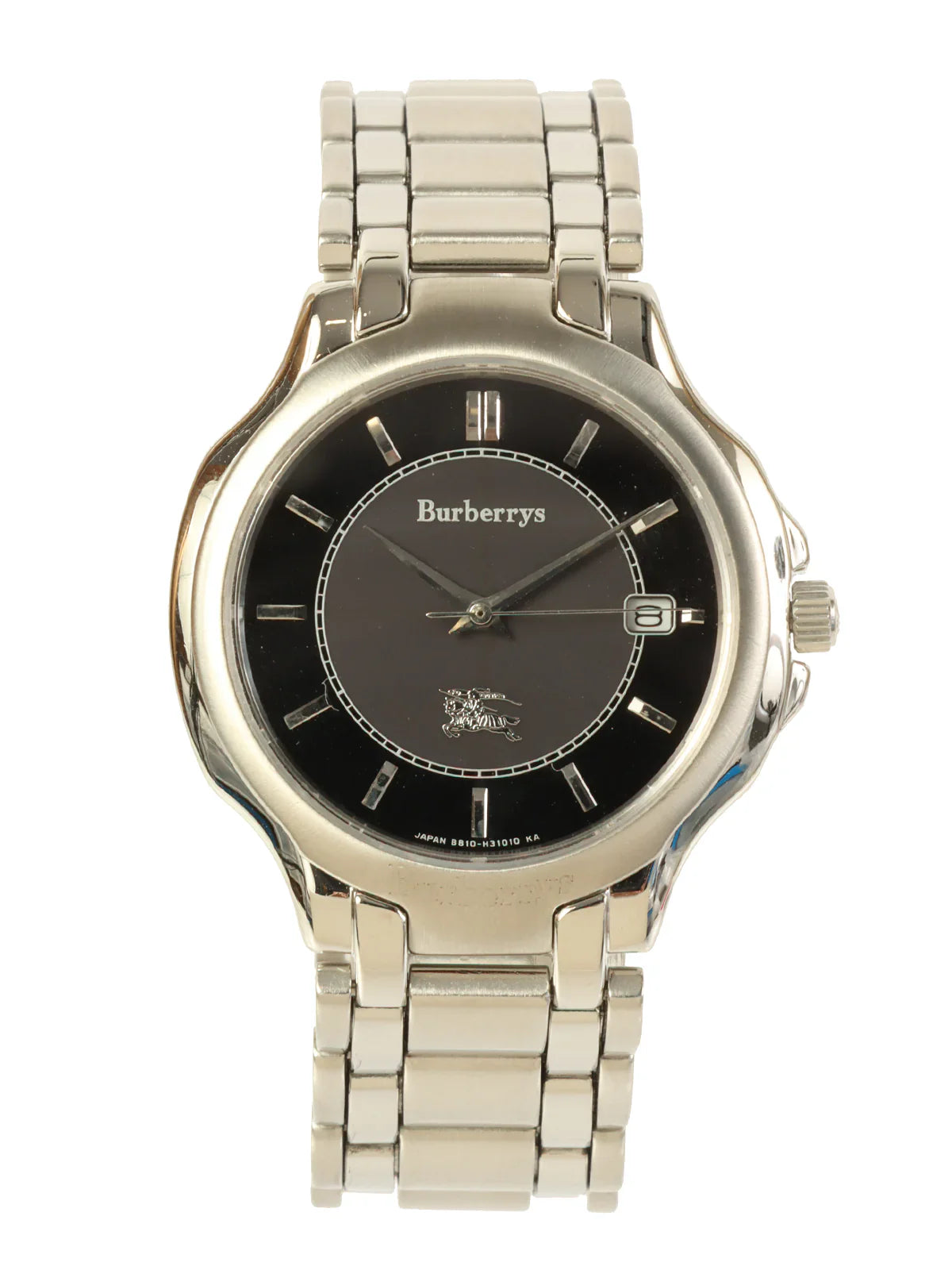 Luxury Burberry Round Logo Face Watch Silver/Black