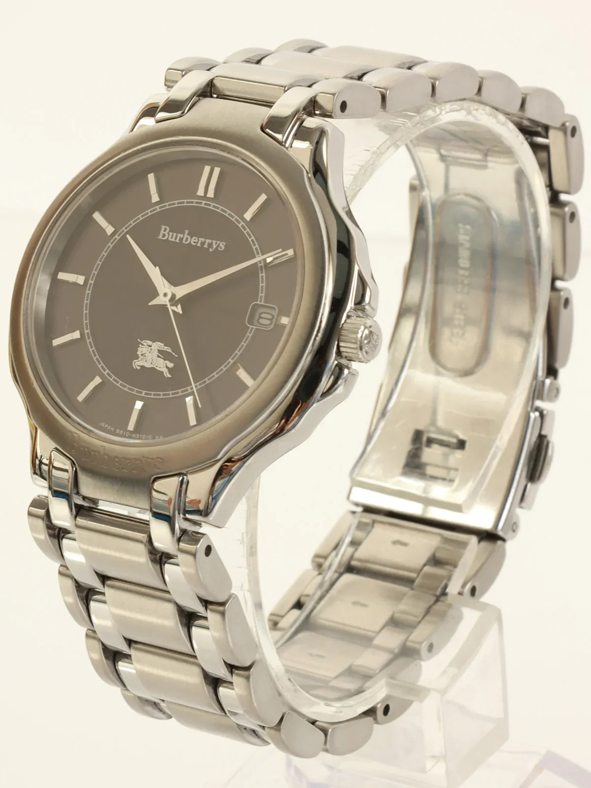 Luxury Burberry Round Logo Face Watch Silver/Black