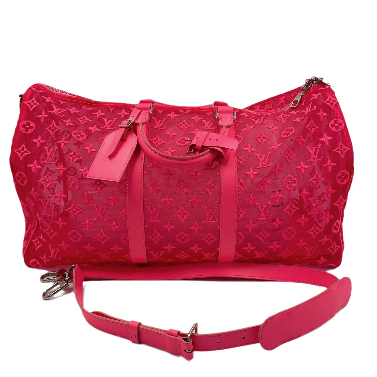 Louis Vuitton Keepall Bandouliere Monogram Mesh 50 Pink in Mesh/Leather