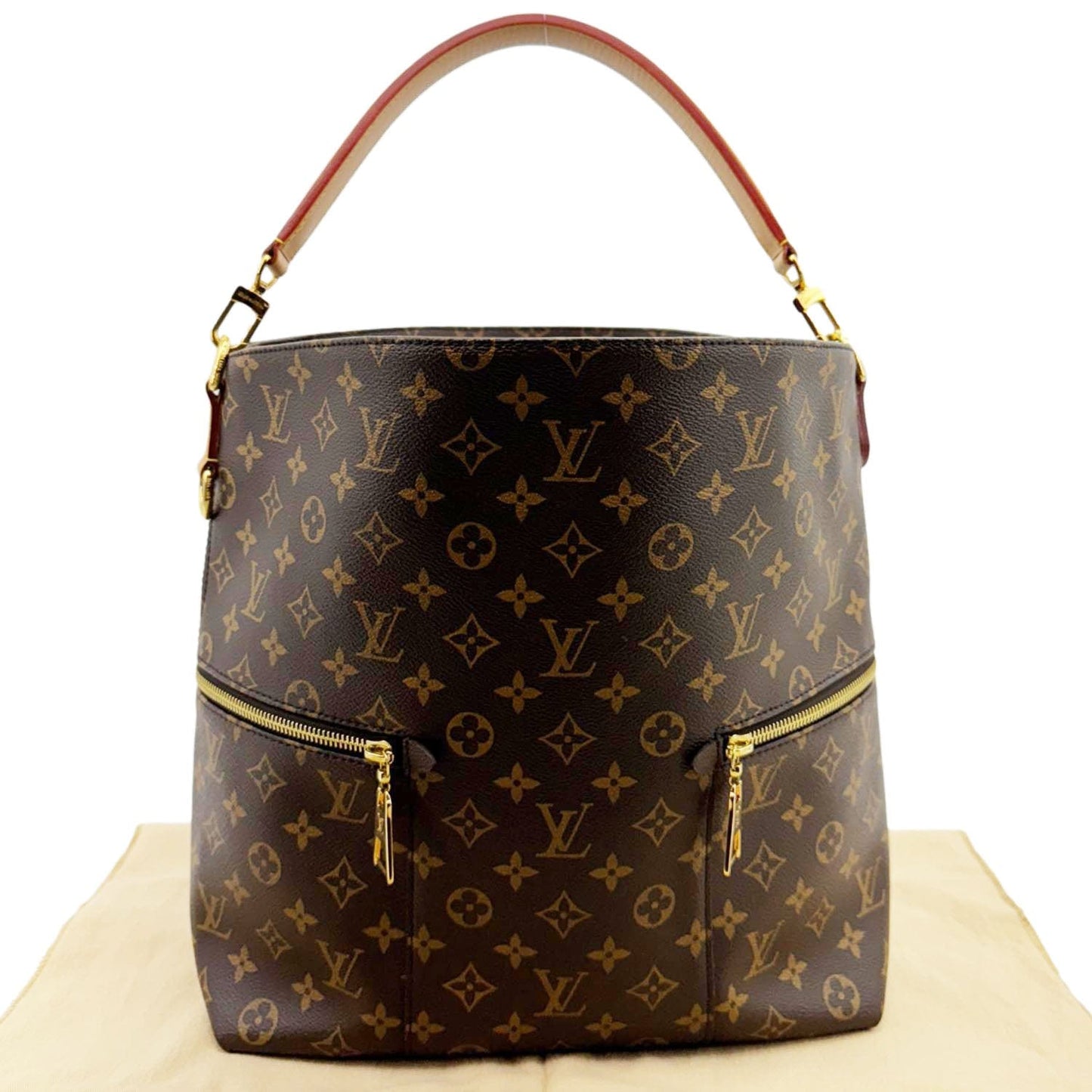 LOUIS VUITTON Melie Monogram Canvas Hobo Bag Brown