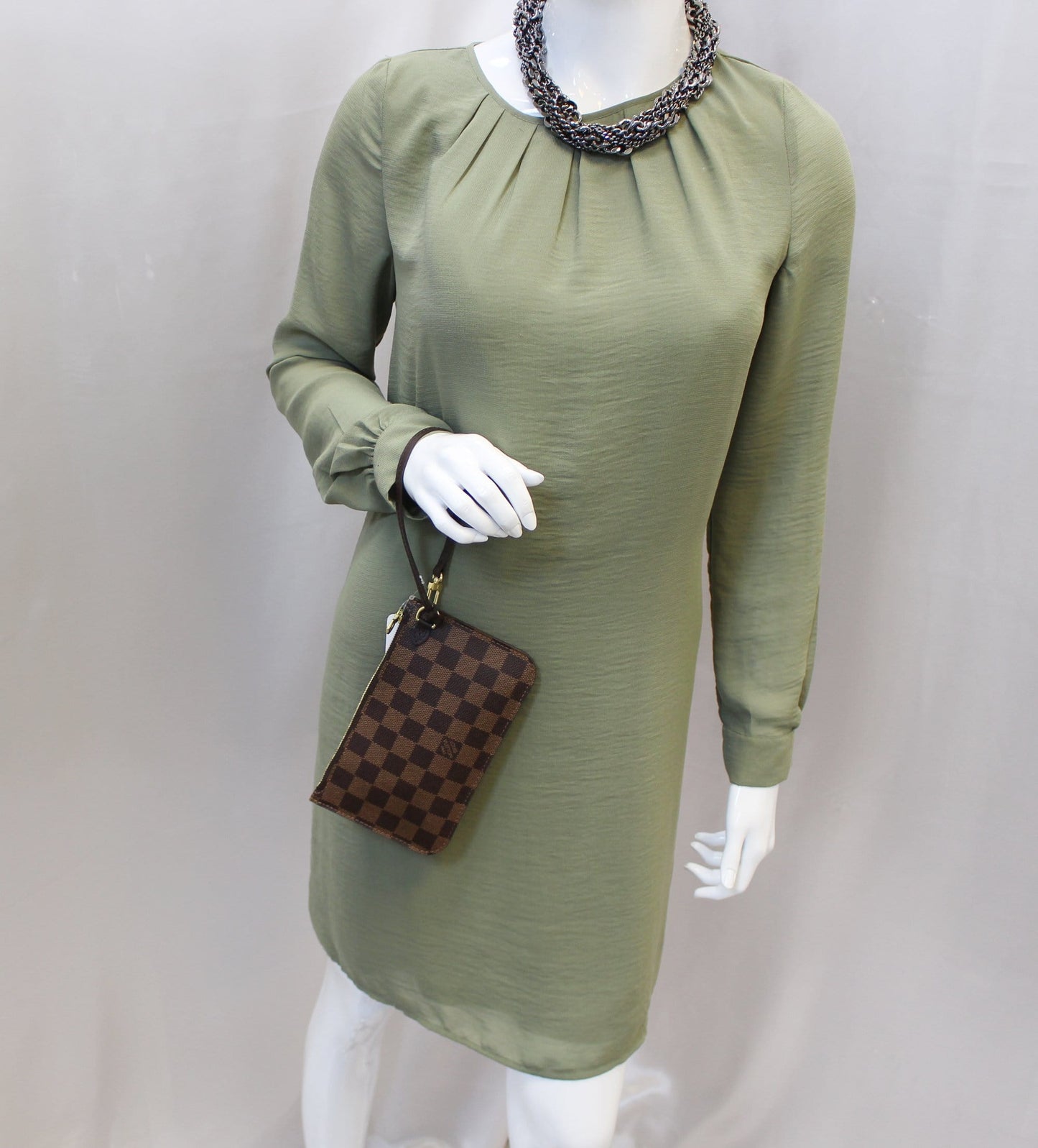 LOUIS VUITTON Damier Ebene Pochette Wristlet Pouch Neverfull PM