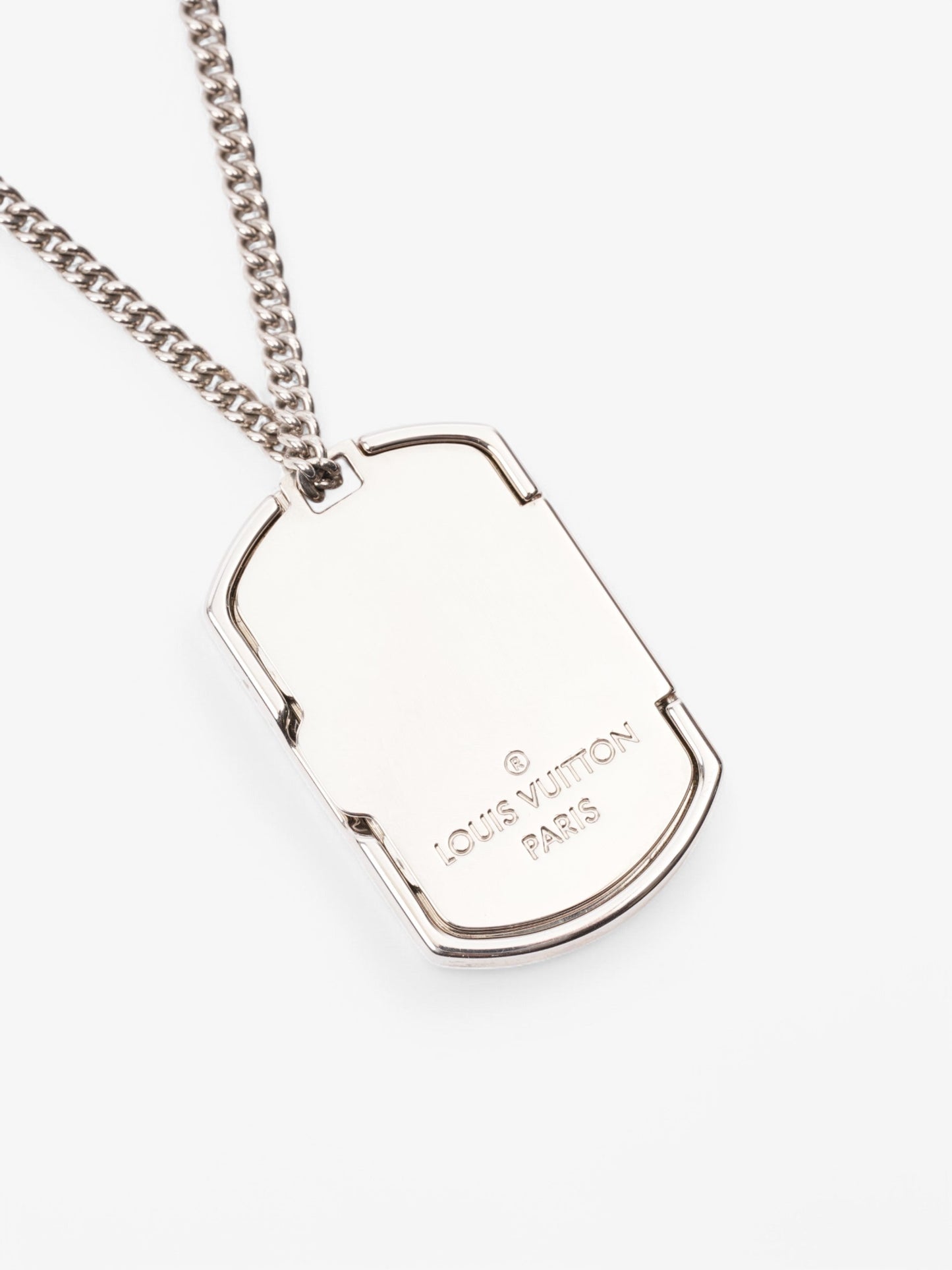 Louis Vuitton Palladium Monogram Locket Necklace Silver / Monogram Silver Sterling One size