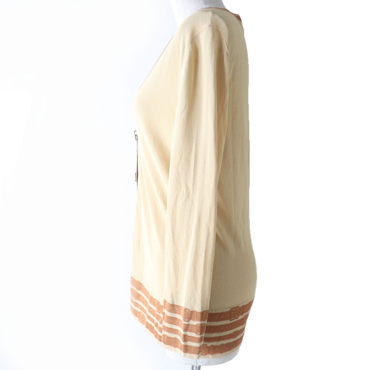 HERMES cardigan Main: 100% rayon Beige x brown Women 40