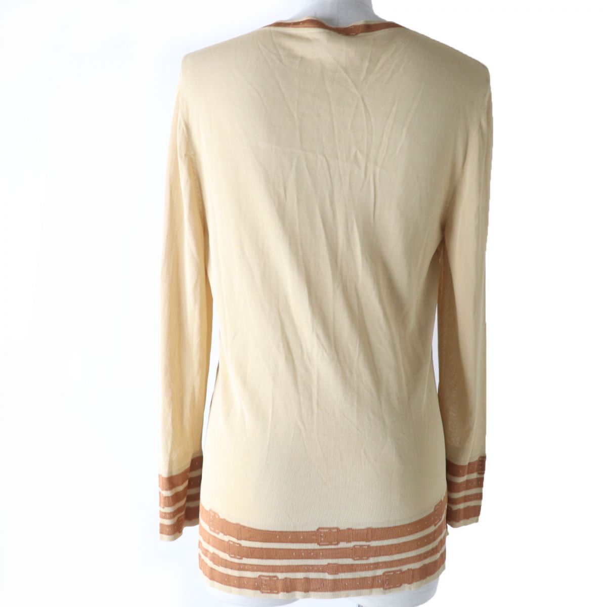 HERMES cardigan Main: 100% rayon Beige x brown Women 40