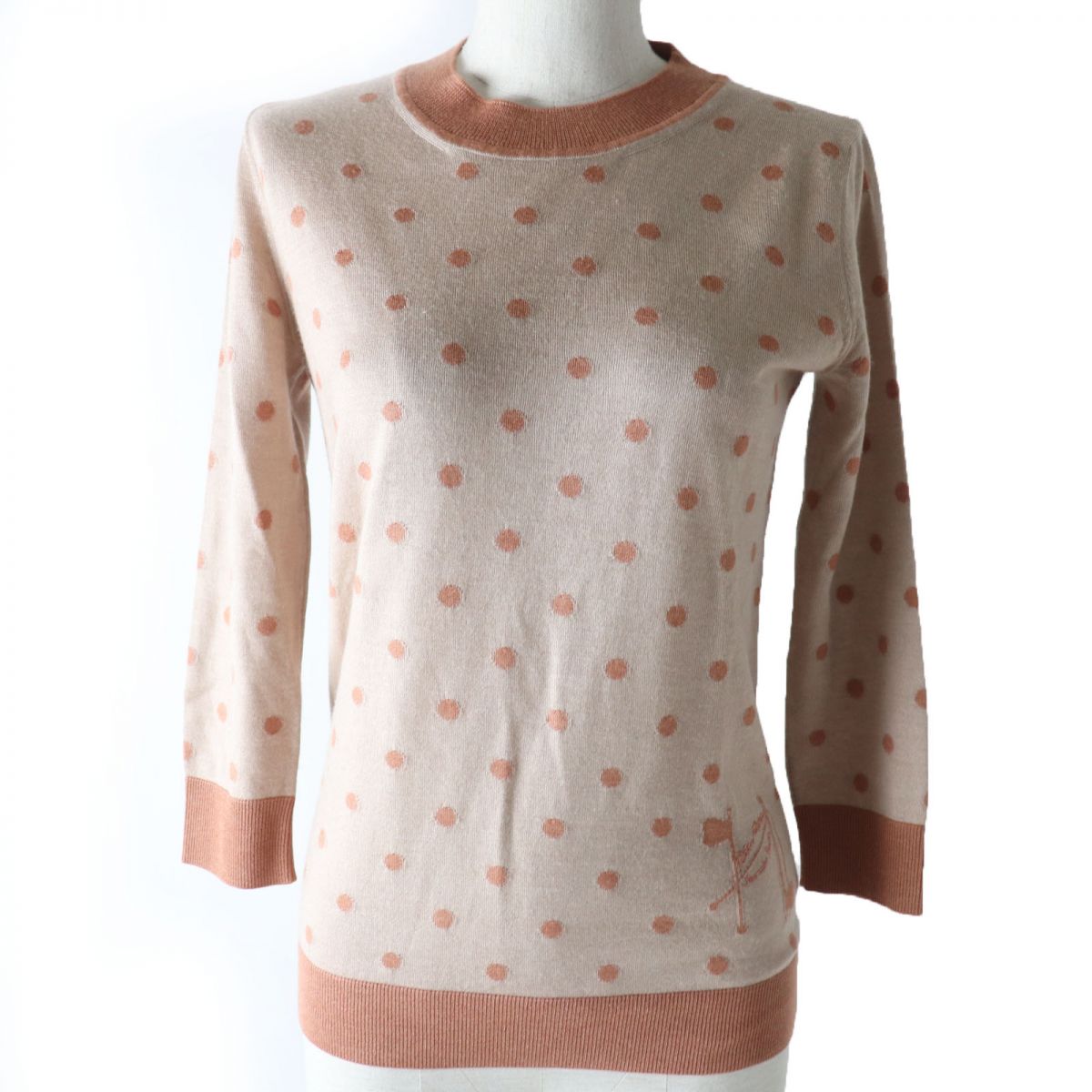 HERMES knit Main: 50% cashmere, Main: 50% silk, Part: 100% rayon Brown type Women 34
