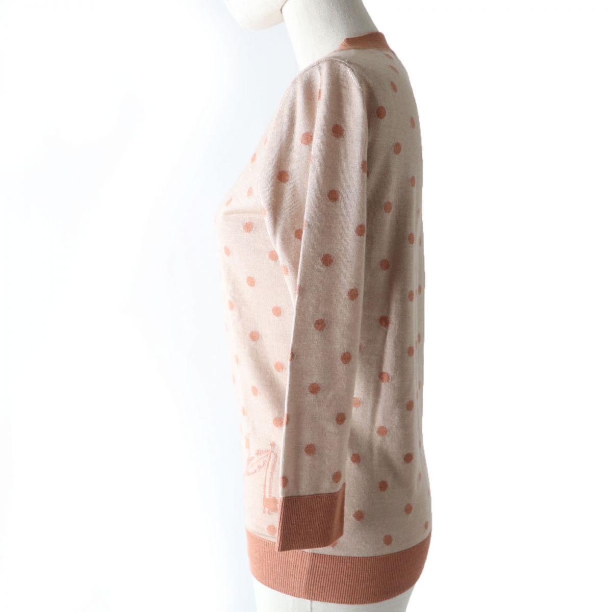 HERMES knit Main: 50% cashmere, Main: 50% silk, Part: 100% rayon Brown type Women 34