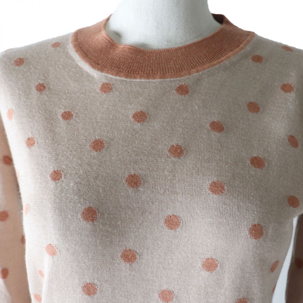 HERMES knit Main: 50% cashmere, Main: 50% silk, Part: 100% rayon Brown type Women 34