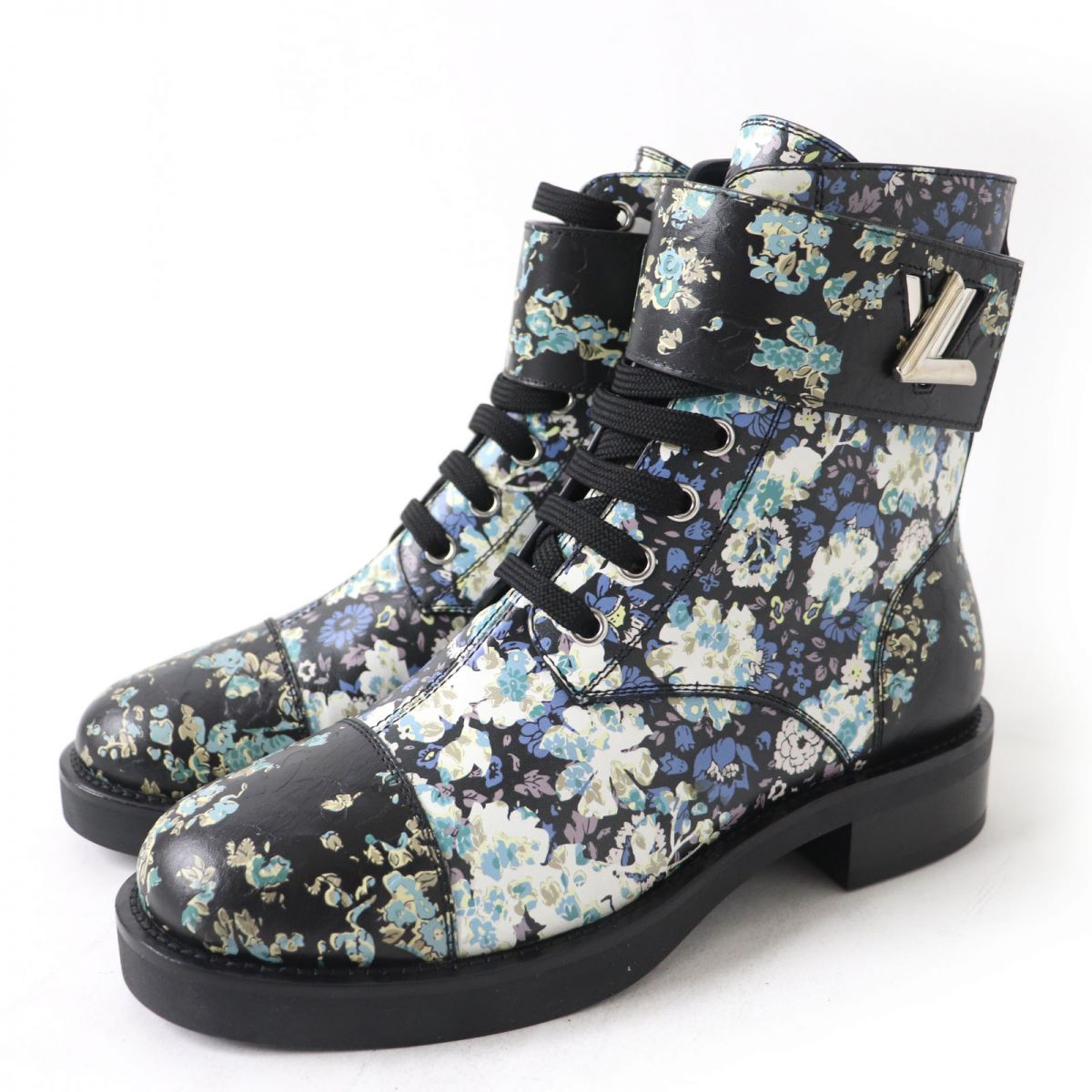 LOUIS VUITTON boots leather Black x multicolor Women 37