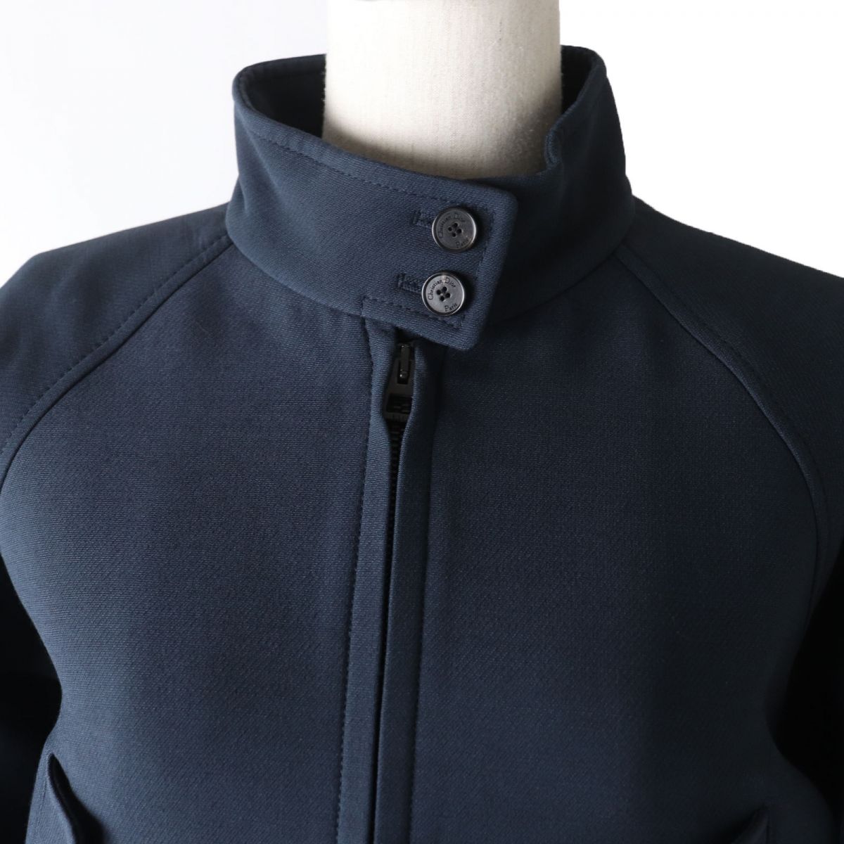 Christian Dior Blouson Outer: 77% wool, Outer: 23% silk, Lining: 100% silk, Part: 44% wool, Part: 44% acrylic, : 10% nylon, : 2% polyurethane Dark navy Women 42
