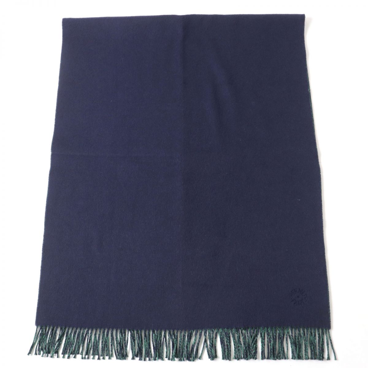 HERMES Stall Main: 100% cashmere Navy x green Women