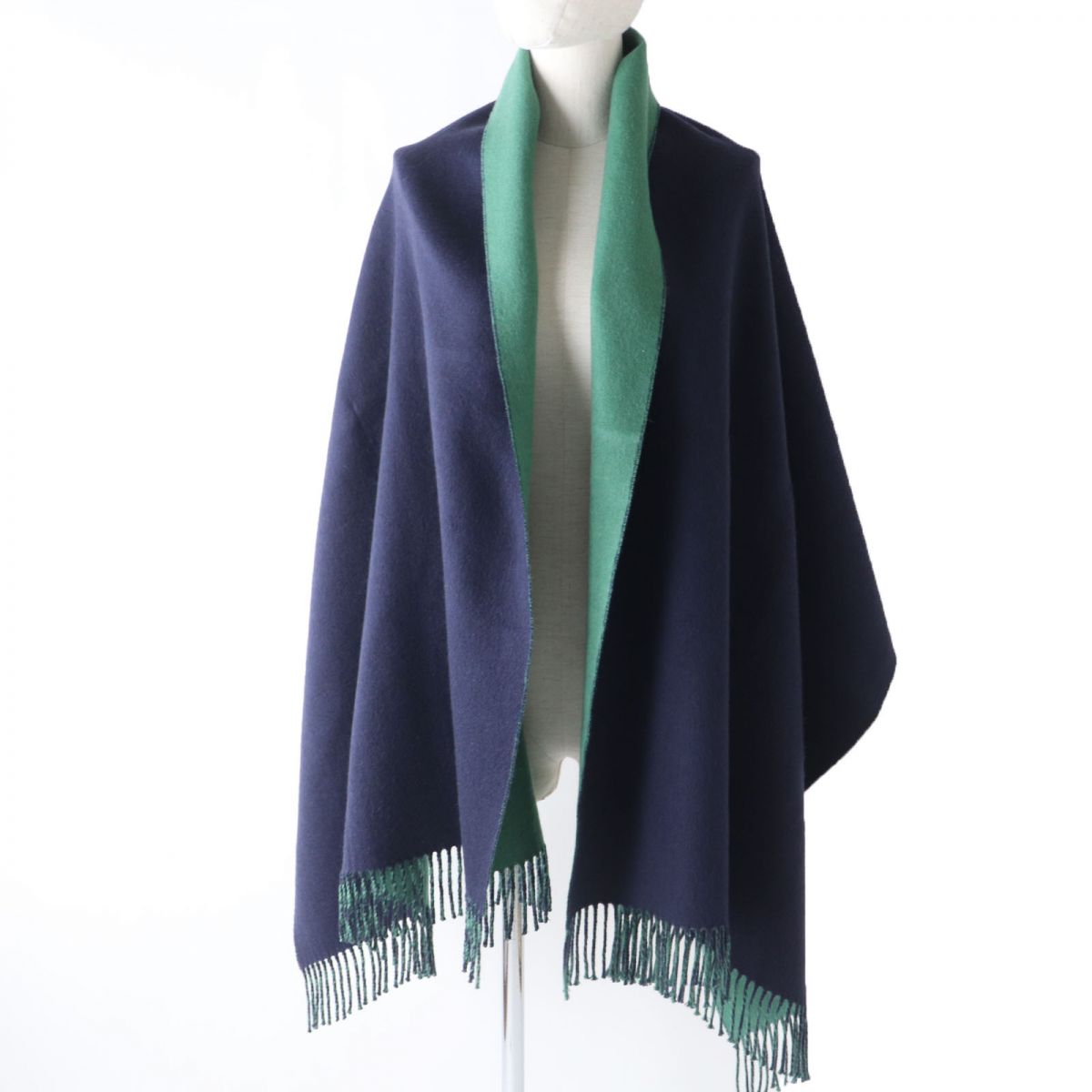 HERMES Stall Main: 100% cashmere Navy x green Women