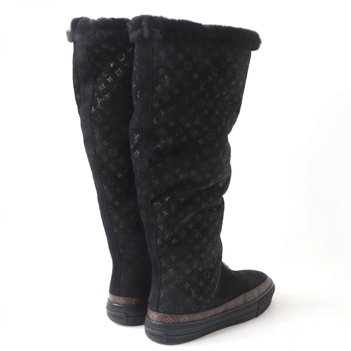 LOUIS VUITTON boots Mouton x Monogram Canvas black Women 35