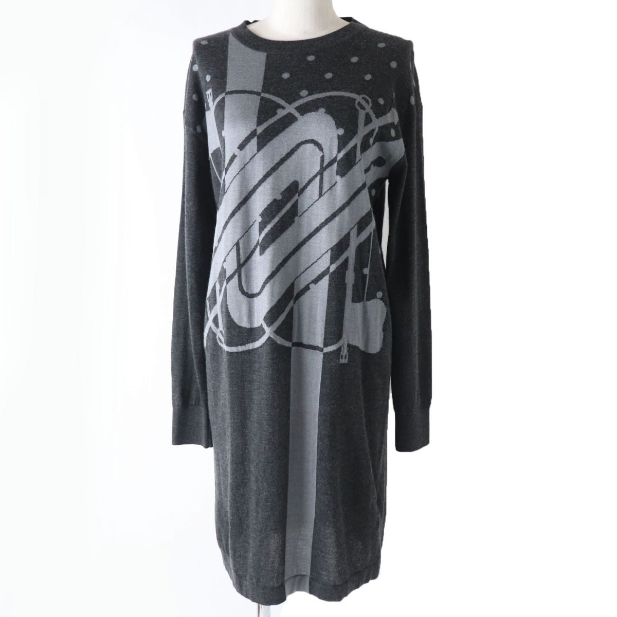 HERMES one piece Main: 50% cashmere, Main: 50% silk, Part: 50% cashmere, Part: 49% silk, Part: 1% nylon Gray type Women 38