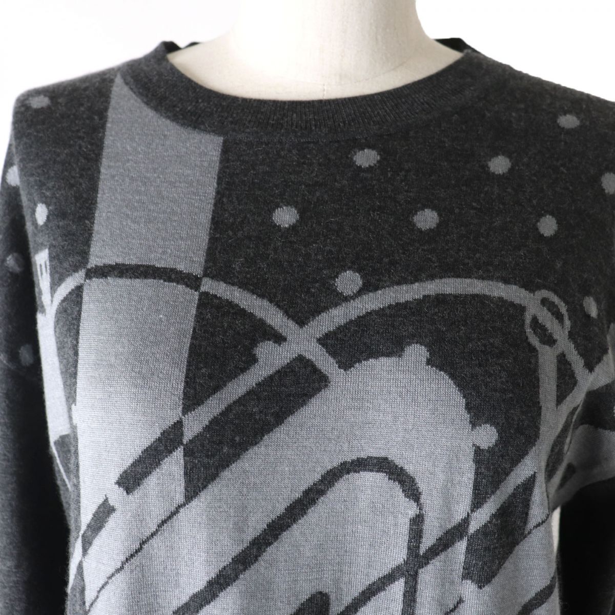 HERMES one piece Main: 50% cashmere, Main: 50% silk, Part: 50% cashmere, Part: 49% silk, Part: 1% nylon Gray type Women 38