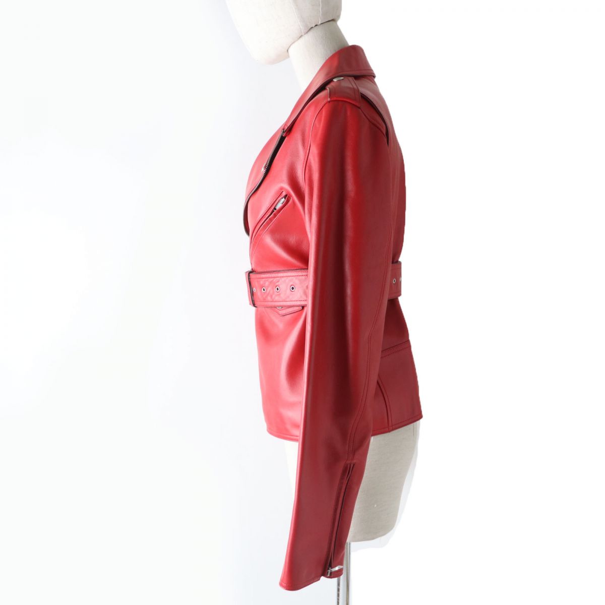 CELINE Riders jacket Outer: Leather, Lining: 100% Rayon, Filling: 100% Polyester Red Women 38