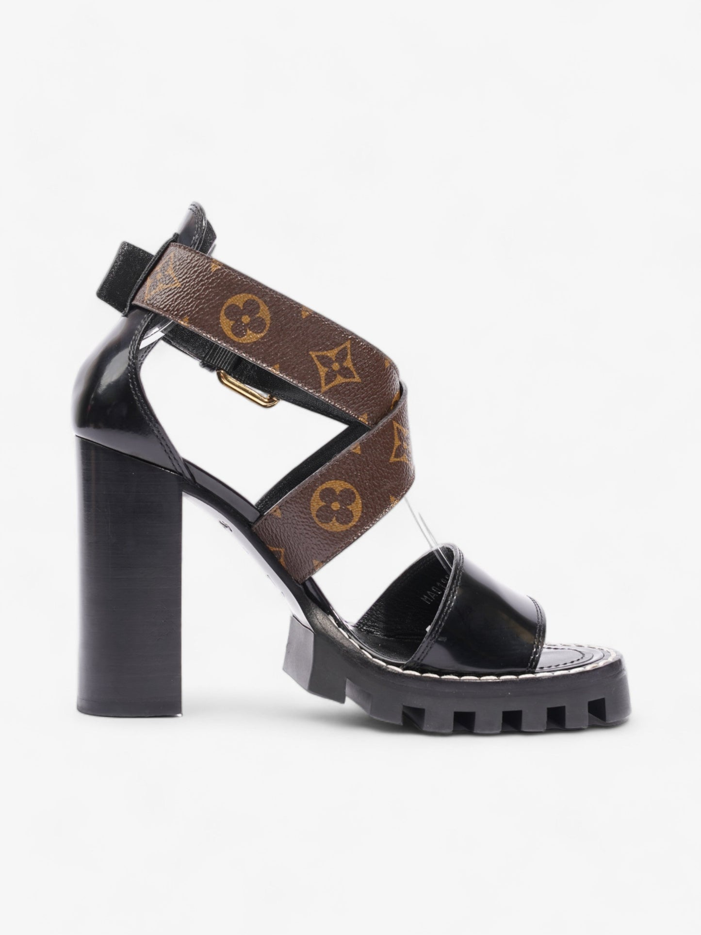 Louis Vuitton Star Trail Sandals 100 Black / Brown Monogram Patent Leather EU 38 UK 5