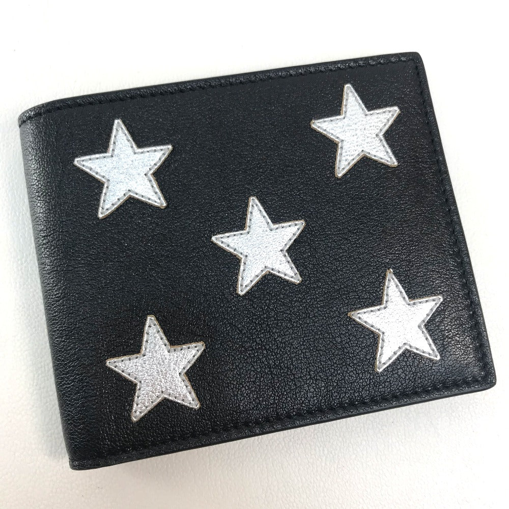 SAINT LAURENT PARIS Folded wallet 361320 leather Black x silver Star mens
