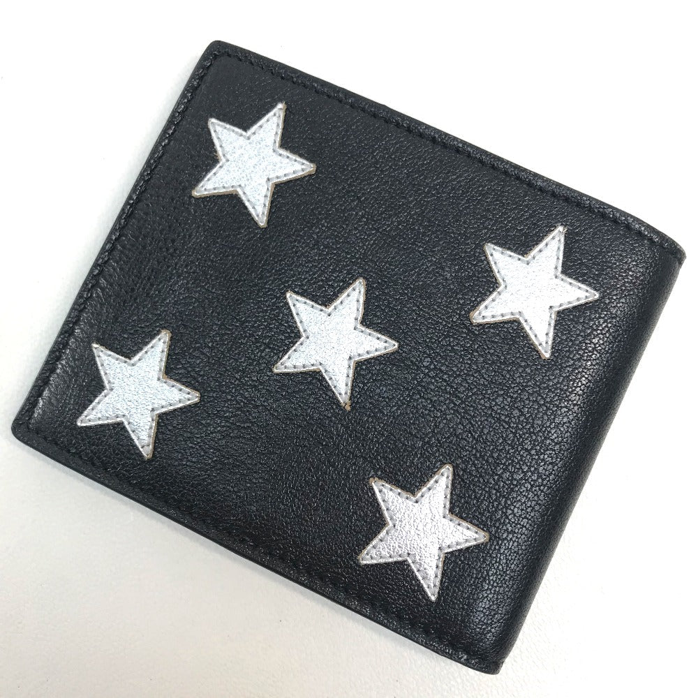 SAINT LAURENT PARIS Folded wallet 361320 leather Black x silver Star mens