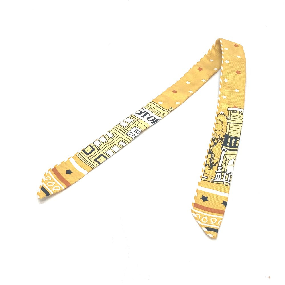 HERMES scarf silk yellow Twilly Doll Candy Herms Paris Station Women