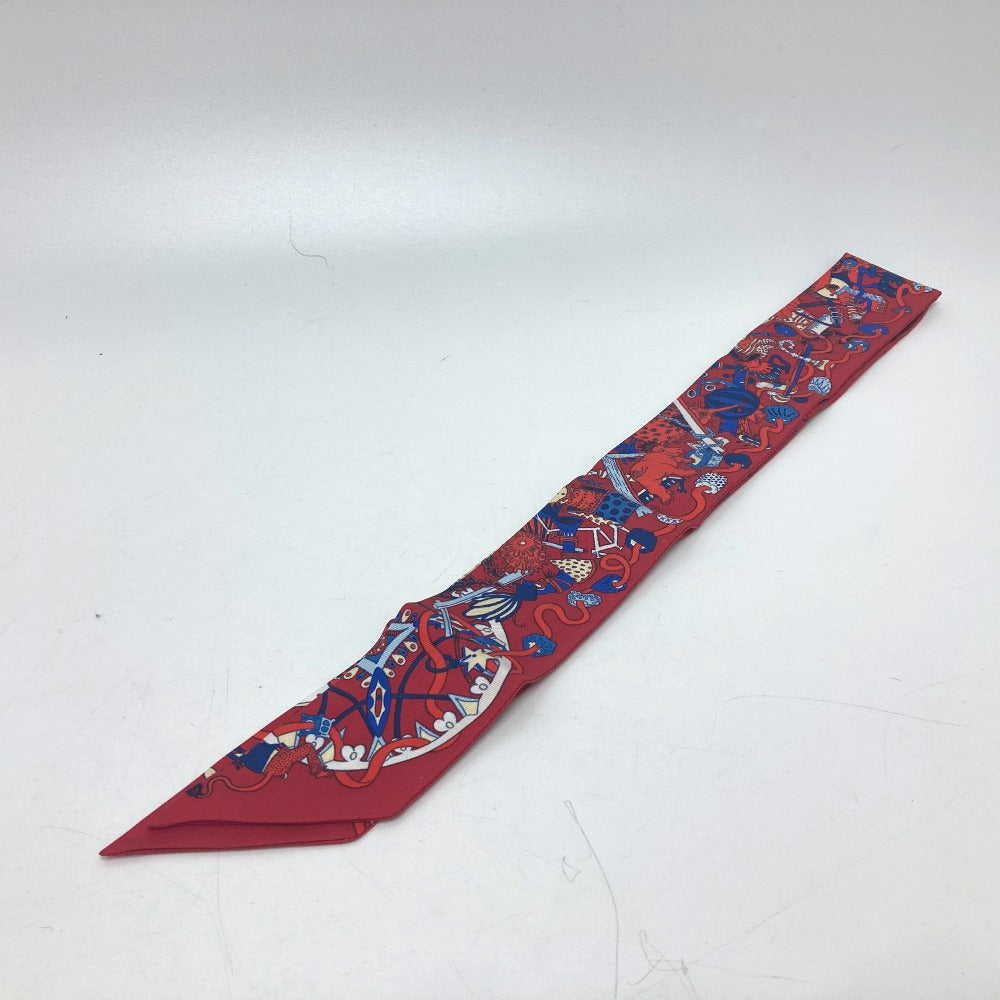 HERMES scarf silk Red animal Women