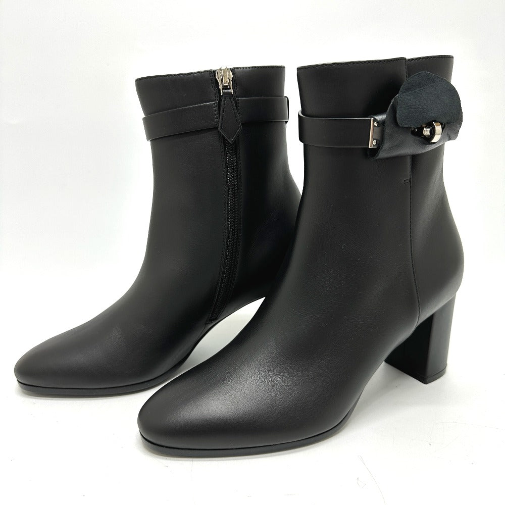 HERMES boots Calf leather black Kelly Saint Germain Women 36.5