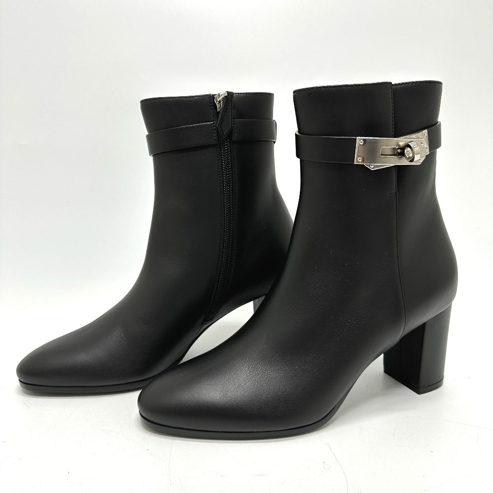 HERMES boots Calf leather black Kelly Saint Germain Women 36.5