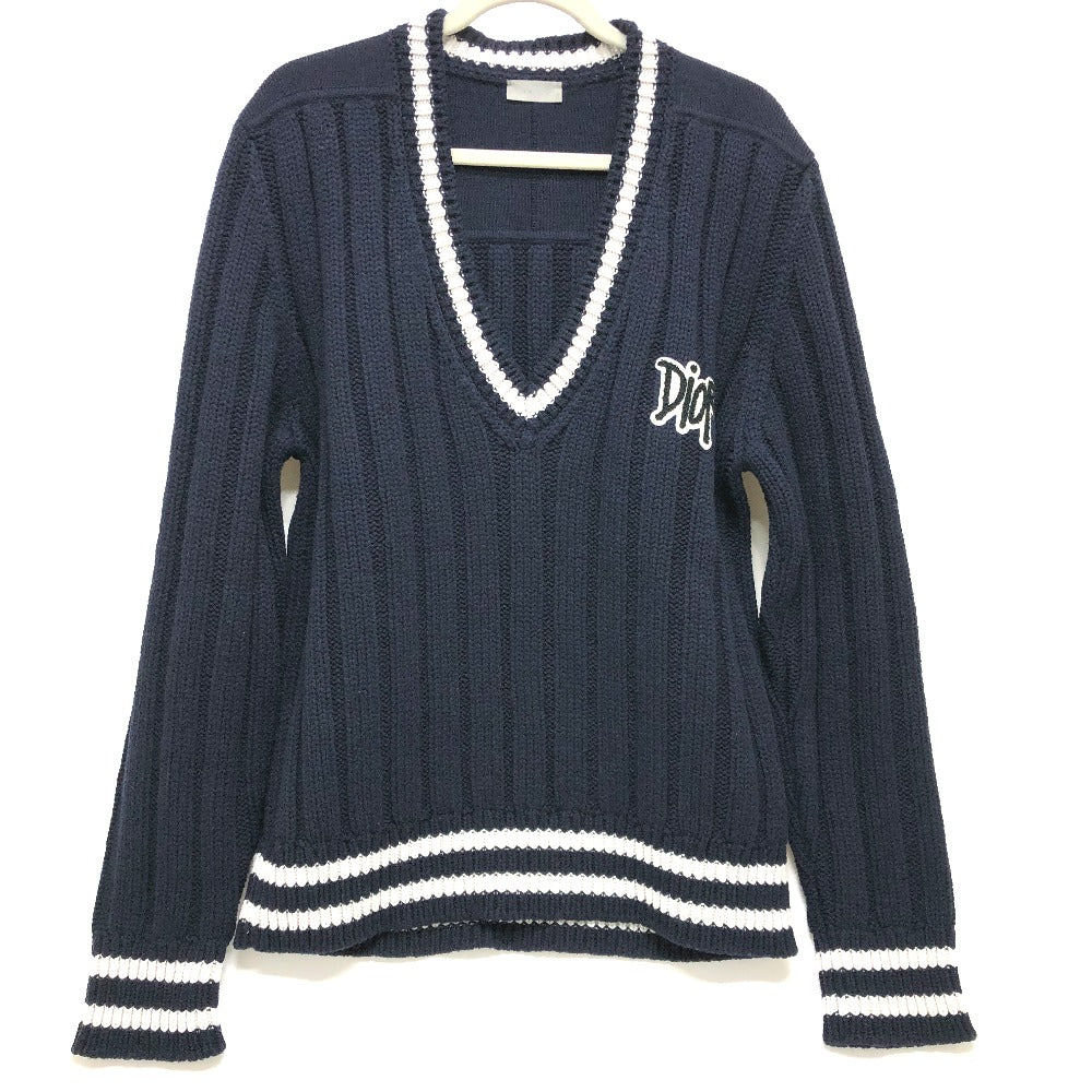Dior sweater 033M630AT171 wool Navy x white logo Sean Stussy mens XXL