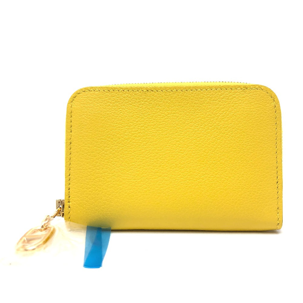 HERMES Card Case Evercolor yellow Chene Dunkle Zip Angor unisex(Unisex)
