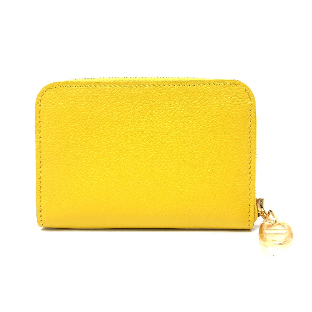 HERMES Card Case Evercolor yellow Chene Dunkle Zip Angor unisex(Unisex)