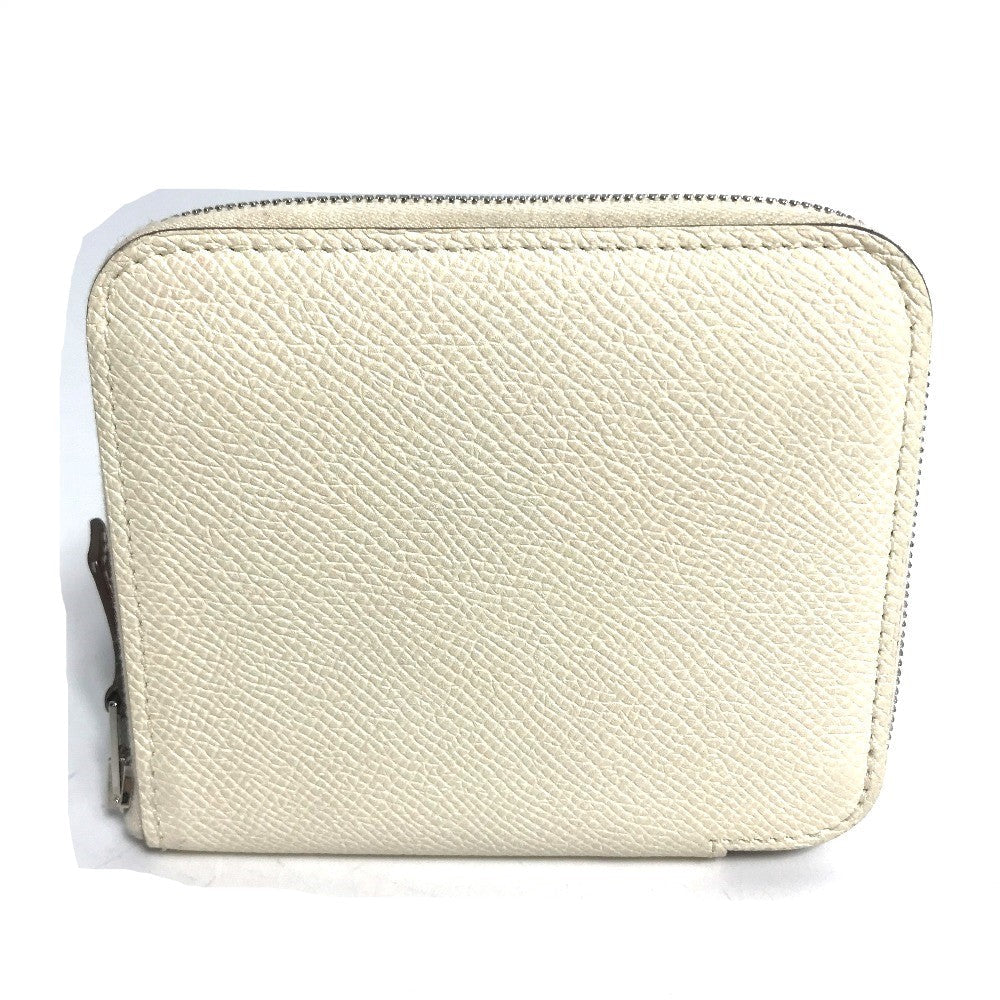 HERMES Coin case Epsom white Silk In Coin Pocket Compact Wallet Azap compact Women