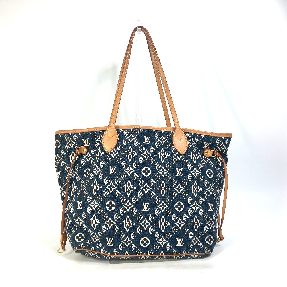 LOUIS VUITTON Tote Bag M57484 Jacquard Navy Monogram jacquard pouch included Neverfull MM Women