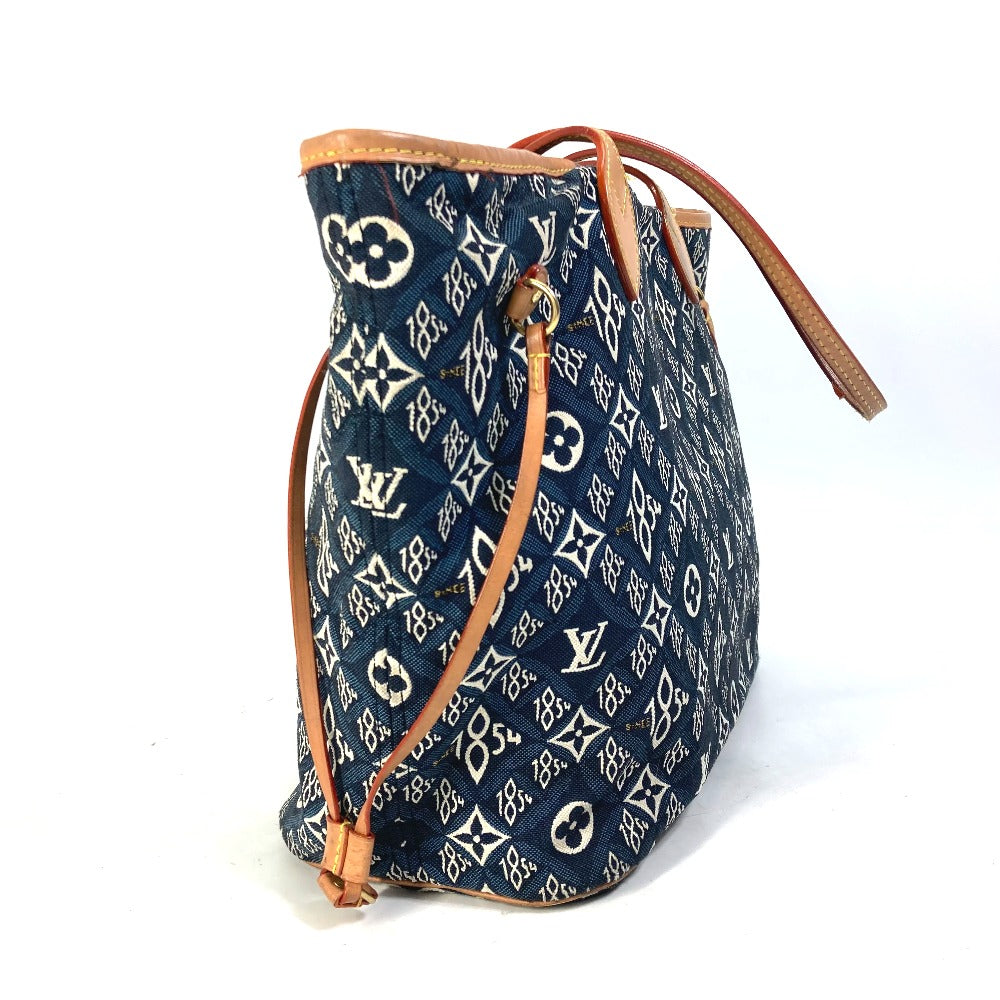 LOUIS VUITTON Tote Bag M57484 Jacquard Navy Monogram jacquard pouch included Neverfull MM Women