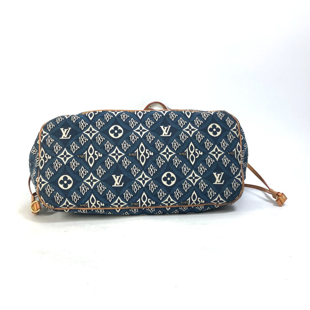 LOUIS VUITTON Tote Bag M57484 Jacquard Navy Monogram jacquard pouch included Neverfull MM Women