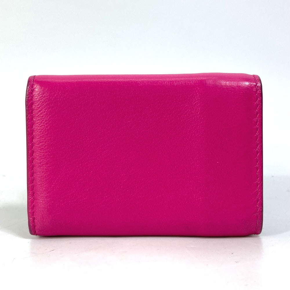 BALENCIAGA Trifold wallet 391446 leather pink logo Paper mini Women
