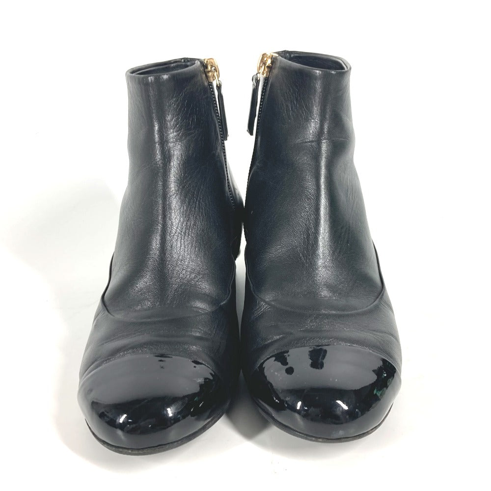 CHANEL boots G32239 leather black CC COCO Mark Fake pearl Women 35.5