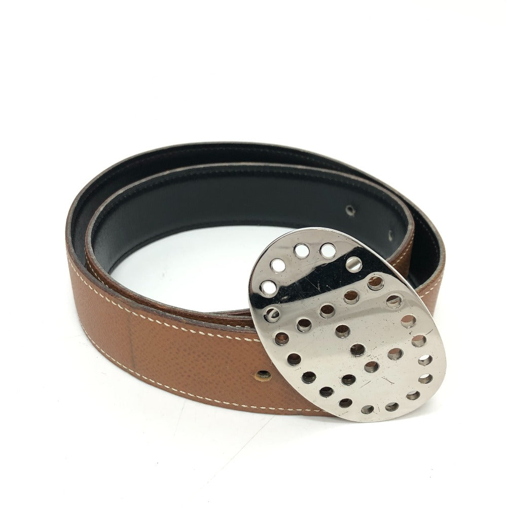 HERMES belt Boxcalf, Epsom Brown Punching H logo Women 65