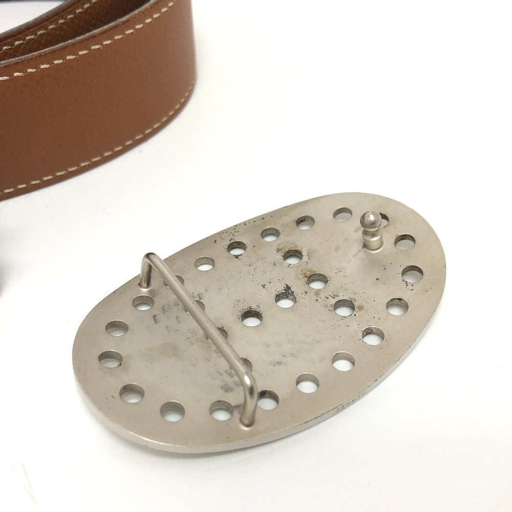 HERMES belt Boxcalf, Epsom Brown Punching H logo Women 65