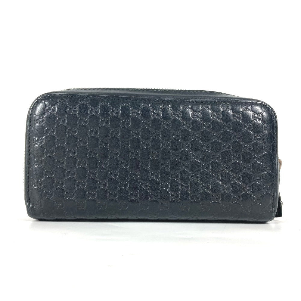 GUCCI Long Wallet Purse 278635 leather black GG Micro Guccisima