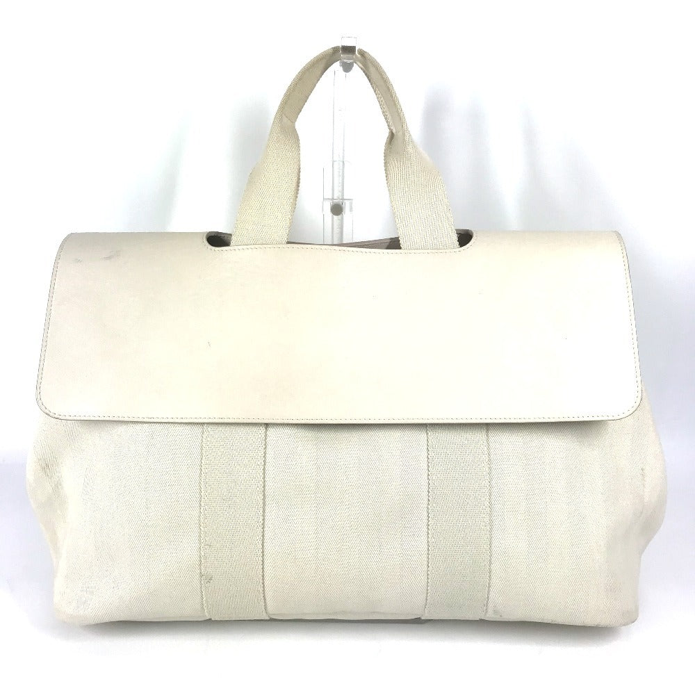 HERMES Handbag Leather / canvas white Valparaiso MM Valparaiso