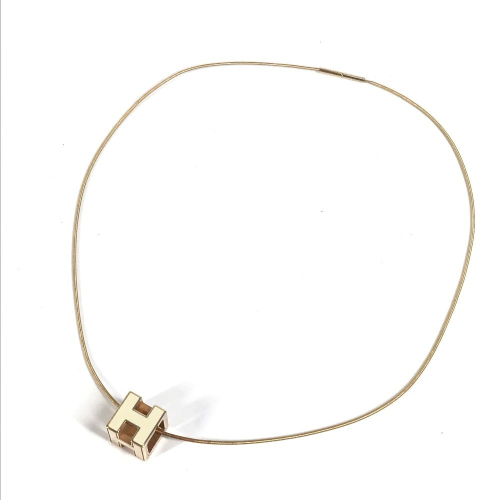 HERMES Necklace metal white Accessories Cardue Ash H-cube