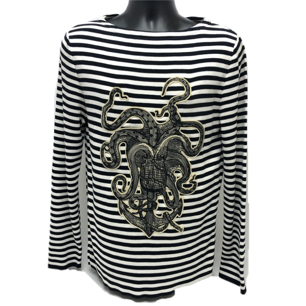 GUCCI sweat 461177 cotton White x black tops Border octopus motif mens XS