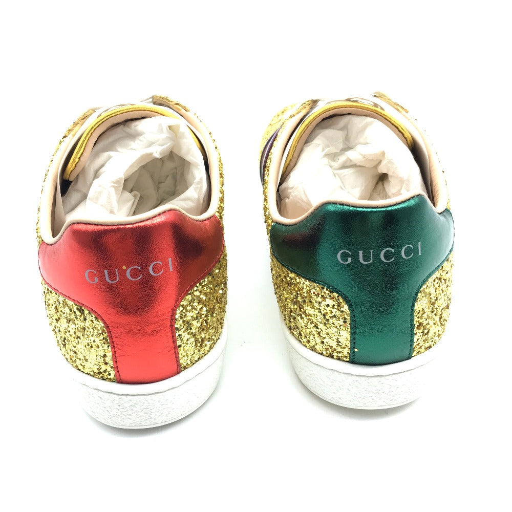 GUCCI sneakers 475610 Glitter Canvas , Sequins Gold type Sherry line Women 36.5