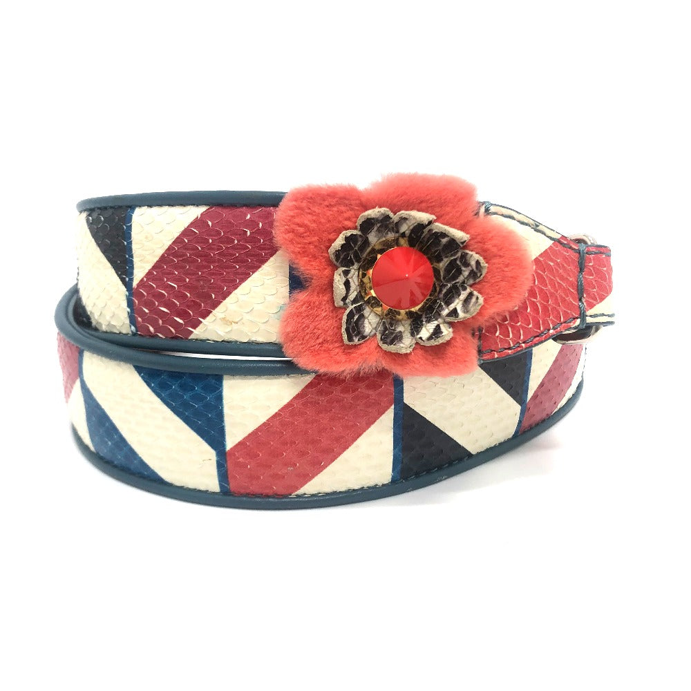 FENDI Shoulder strap 8AV077 leather White x Multicolor x Silver Metal Flower studs Strap you Women
