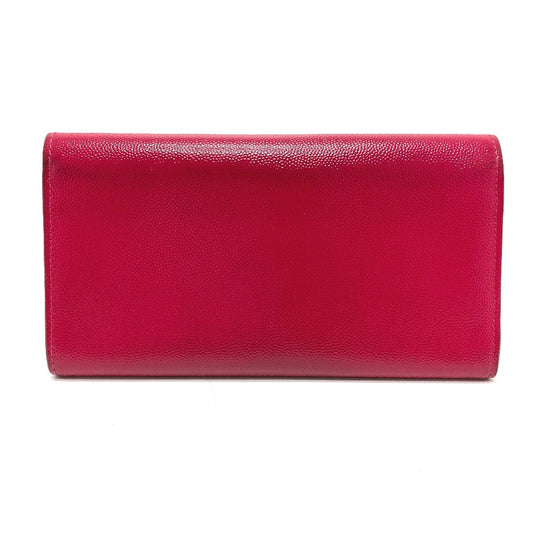 SAINT LAURENT PARIS Long Wallet Purse 340839 enamel pink logo Women